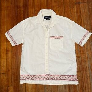Abercrombie Cream and Red Embroidered Shirt